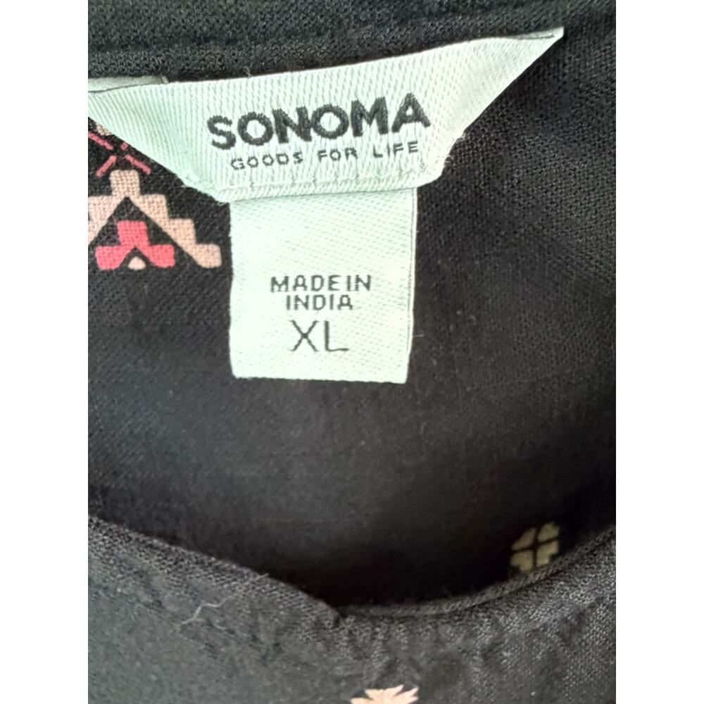 Sonoma Goods For Life Womens Dress XL Black Geometric Peasant Dress - Picture 4 of 4